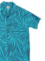 Napua Collection Honolulu Leaves Turquoise/Blue Cotton Men's Hawaiian Shirt
