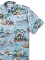 Reyn Spooner ALOHA ALIENS SKY BLUE Spooner Kloth Men's Hawaiian Shirt Classic Fit