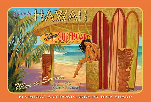 ハワイポストカード6枚セット　ハワイアン