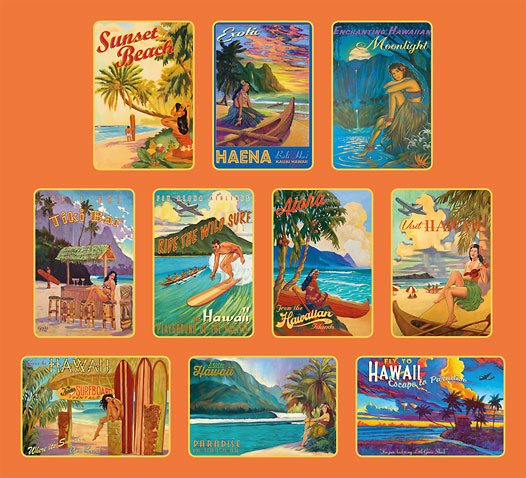ハワイポストカード6枚セット　ハワイアン
