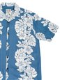 Royal Hawaiian Creations Hibiscus Monstera Panel Light Blue Rayon Men&#39;s Hawaiian Shirt