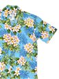 Ky&#39;s Plumeria Dream Blue Cotton Poplin Men&#39;s Hawaiian Shirt