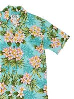 Ky's Plumeria Dream Green Cotton Poplin Men's Hawaiian Shirt