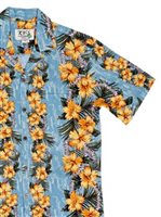 Ky's Lei of Aloha Blue Cotton Poplin Men's Hawaiian Shirt