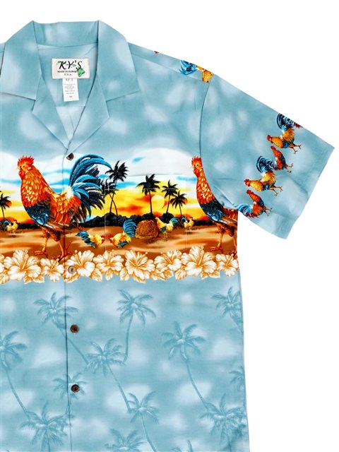blue and orange hawaiian shirts