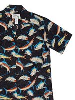 Ky's Hawaiian fish Black Cotton Poplin Men's Hawaiian Shirt