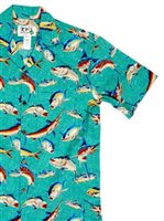 Ky's Hawaiian fish Green Cotton Poplin Men's Hawaiian Shirt
