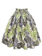 Anuenue (Pau) Hawaiian Leaves Charcoal Poly Cotton Single Pau Skirt / 3 Bands