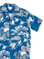 Two Palms Crane Navy Rayon Men's Hawaiian Shirt