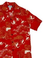 Two Palms Crane Red Rayon Men's Hawaiian Shirt