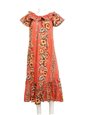 Ky&#39;s Vintage Anthurium Coral Cotton HawaiianLong Muumuu Dress