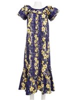 Ky's Lei of Aloha Purple Cotton HawaiianLong Muumuu Dress