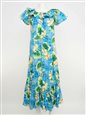 Ky&#39;s Ohana Island Turquoise Cotton HawaiianLong Muumuu Dress