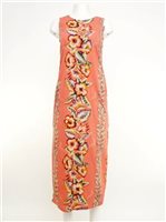 Ky's Vintage Anthurium Coral Cotton Long Tank Dress