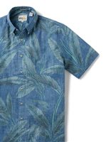 Reyn Spooner GARDEN VIEW CAPTAIN'S BLUE Spooner Kloth Men's Hawaiian Shirt Classic Fit