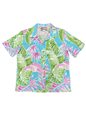 Paradise Found Cabana Palms Aqua Rayon Women&#39;s Hawaiian Shirt