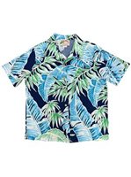 Paradise Found Cabana Palms Navy Rayon Women's Hawaiian Shirt