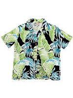 Paradise Found Cabana Palms Black Rayon Women's Hawaiian Shirt