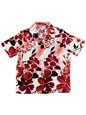 Paradise Found WATERCOLOR HIBISCUS Red Rayon Women&#39;s Hawaiian Shirt
