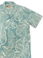 Paradise Found TARO LEAF Blue Rayon Men's Hawaiian Shirt