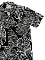 Paradise Found TARO LEAF Black Rayon Men's Hawaiian Shirt
