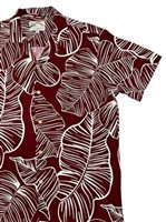 Paradise Found TARO LEAF Red Rayon Men's Hawaiian Shirt