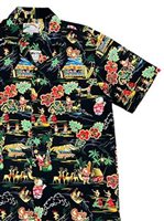 Paradise Found SANTA'S SURF SHACK BLACK Rayon Men's Hawaiian Shirt
