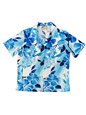 Paradise Found WATERCOLOR HIBISCUS Blue Rayon Women&#39;s Hawaiian Shirt