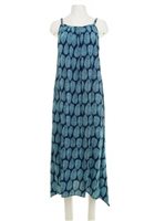 Napua Collection Honolulu Mango Leaf Navy&Blue Rayon Ankle Long Dress