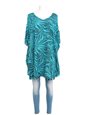 Napua Collection Honolulu Leaves Turquoise Rayon Cover Up w/ Shoulder Holes