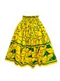 Anuenue (Pau) Taro Leaves Green &amp; Yellow Poly Cotton Single Pau Skirt / 3 Bands