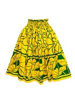 Anuenue (Pau) Taro Leaves Green & Yellow Poly Cotton Single Pau Skirt / 3 Bands
