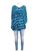 Napua Collection Honolulu Mango Leaves Blue Rayon Cover Up Dress