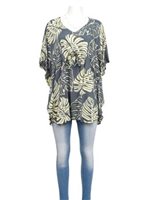 Napua Collection Honolulu Monstera Gray/Tan Rayon Cover Up Dress