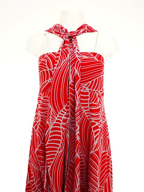 Rayon Tie Dye Stripe: Red/White