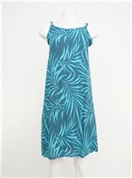 Napua Collection Honolulu Leaves Gray/Blue Rayon Summer Dress