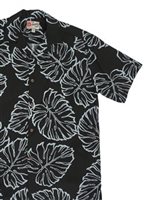 Hilo Hattie BOLD MONSTERA Black/Blue Cotton  Men's Hawaiian Shirt