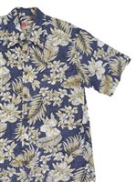 Hilo Hattie PEN & INK BOTANICAL Navy Cotton  Men's Hawaiian Shirt