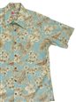 Hilo Hattie PEN &amp; INK BOTANICAL Turquoise Cotton  Men&#39;s Hawaiian Shirt