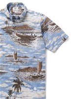Reyn Spooner MOONLIGHT BAY SKY Spooner Kloth Men's Hawaiian Shirt Classic Fit