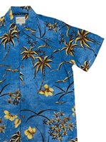 [Diamond Head Sportswear collection] Paradise Found Vintage Oasis Palm COOL WATER Rayon Men's Hawaiian Shirt
