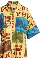 [Jams World 60 Anniversary Print] Jams World Surf Contest Yellow Rayon Men's Hawaiian Shirt