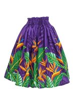 Bird of Paradise Purple Poly Cotton Single Pau Skirt / 3 Bands