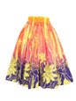 Anuenue (Pau) Ginger Lily &amp; Ti Leaf Border Yellow &amp; Purple Poly Cotton Single Pau Skirt / 3 Bands