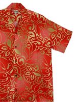 Hilo Hattie Tribal Tiare Red Rayon Men's Hawaiian Shirt