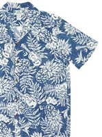 Two Palms Makaha Blue Rayon Men's Hawaiian Shirt