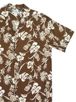 Two Palms Dream Garden Brown Rayon Men's Hawaiian Shirt