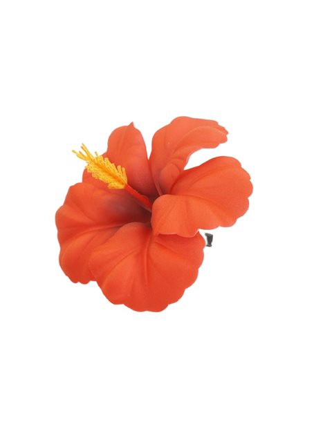 フォームハイビスカス ヘアクリップ 約10cm [レッド