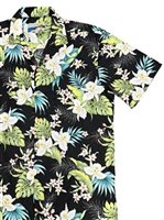 Waimea Casuals Cattleya Black Cotton100% Men's Hawaiian Shirt