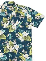 Waimea Casuals Cattleya Blue Cotton100% Waimea Casuals / PARA Cattleya Blue Cotton100% Men's Hawaiian Shirt